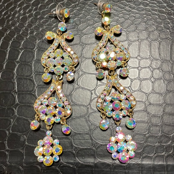 Rainbow Iridescent Chandelier Earrings - Picture 3 of 4